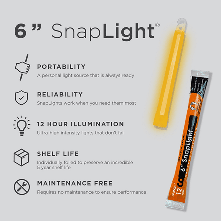 12 Hour 6 SnapLight (15cm) Orange lightstick (Cyalume® Branded)