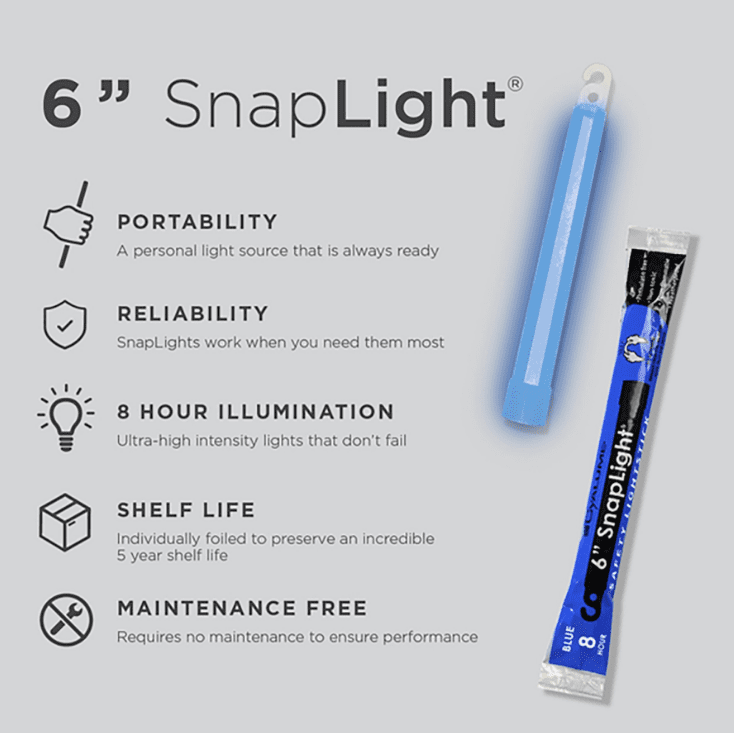 8 Hour 6 SnapLight (15cm) Blue lightstick (Cyalume® Branded)