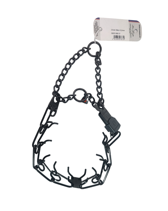 Herm Sprenger Black Ultra-Plus Prong Collar - Half Check with side Click Lock