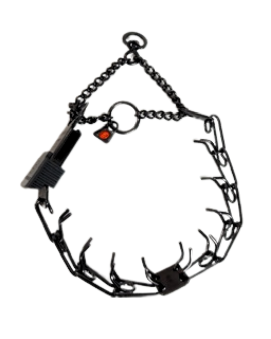 Herm Sprenger Black Ultra-Plus Prong Collar - Half Check with side Click Lock