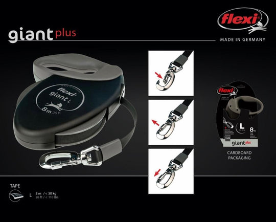 Flexi Giant L Plus 8m Black Tape with Special Safety&nbsp;Hook.