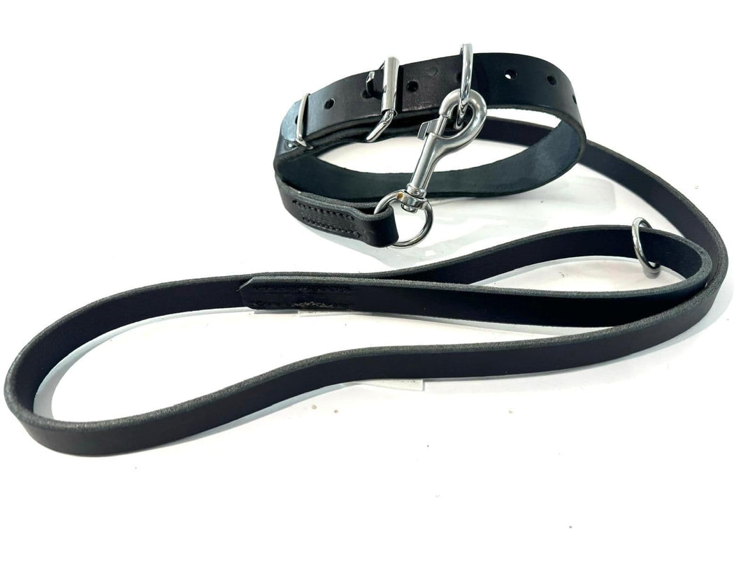 Police Leather Collar and Lead Set