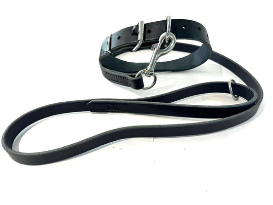 Police Leather Collar and Lead Set
